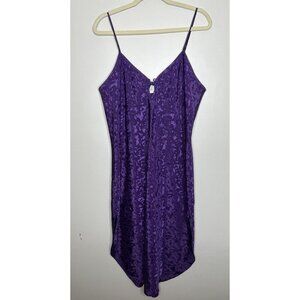 California Miss Satin Slip Dress Lace Y2k 90s Fairy VTG Floral Purple Size Large